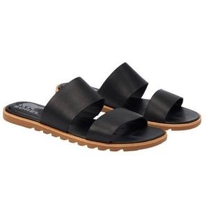 Sorel Black Ella II Leather Sandal